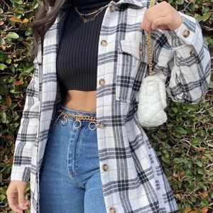 White and Black Plaid Flannel🖤